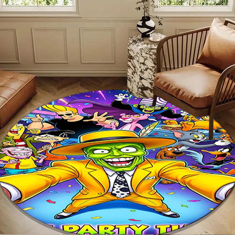 The Masked Green Man Round Rug for Livingroom,Bedroom, Palyroom, Chair Rug, Area rug, Circle Carpet, Large Size Decor Fan Christmas gift