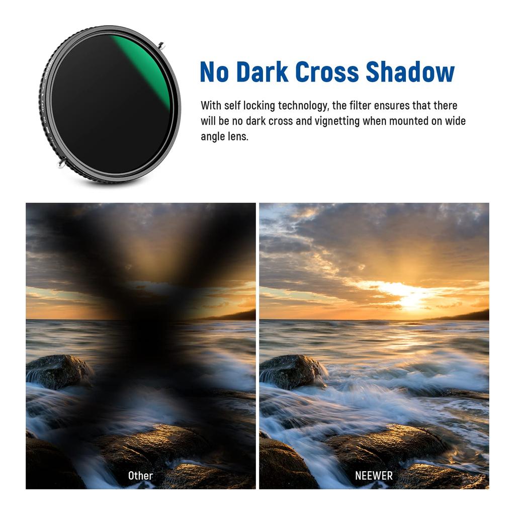 NEEWER 77mm Variable ND Filter CPL Multifunctional No HD Optical Nano 2-in-1 ND2–ND32 & Filter, 2-in-1, X-shaped unevenness, Glass, 30-layer Coating,