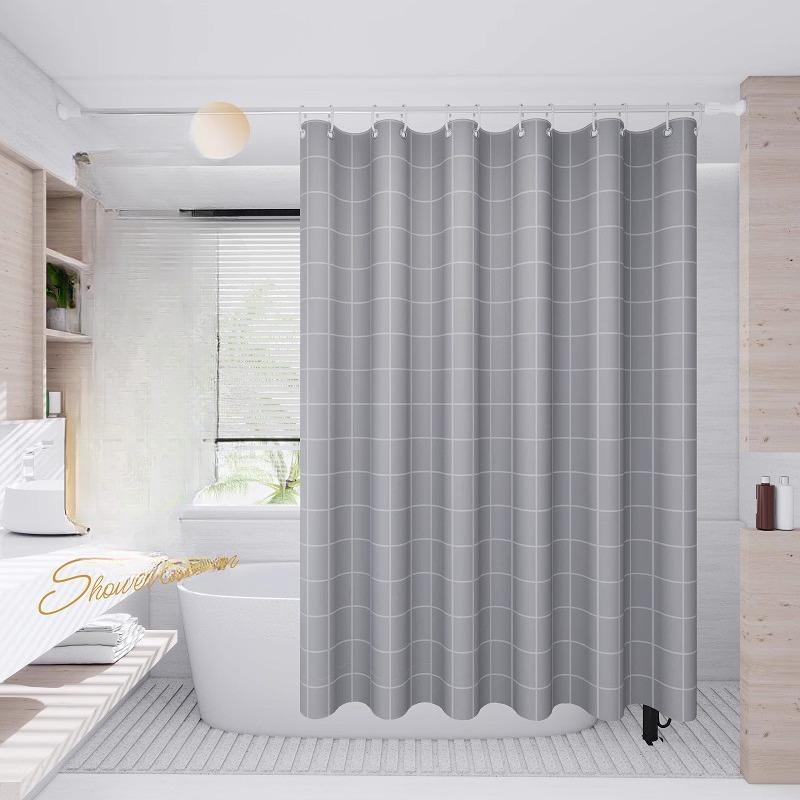 Transparent Waterproof Shower Curtain Bathroom Translucent Partition Curtain Easy Clean Wipe Mildew Proof Curtains with Hooks