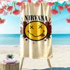Nirvana Smiley with Roses Design Beach Towel Quick-drying for Travel Outdoor Sports Jogging Beach and Swimming
