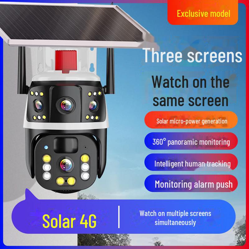 360° Solar Surveillance Camera - HD Night Vision, Remote Access, Wireless 4G for Outdoor Home Security.