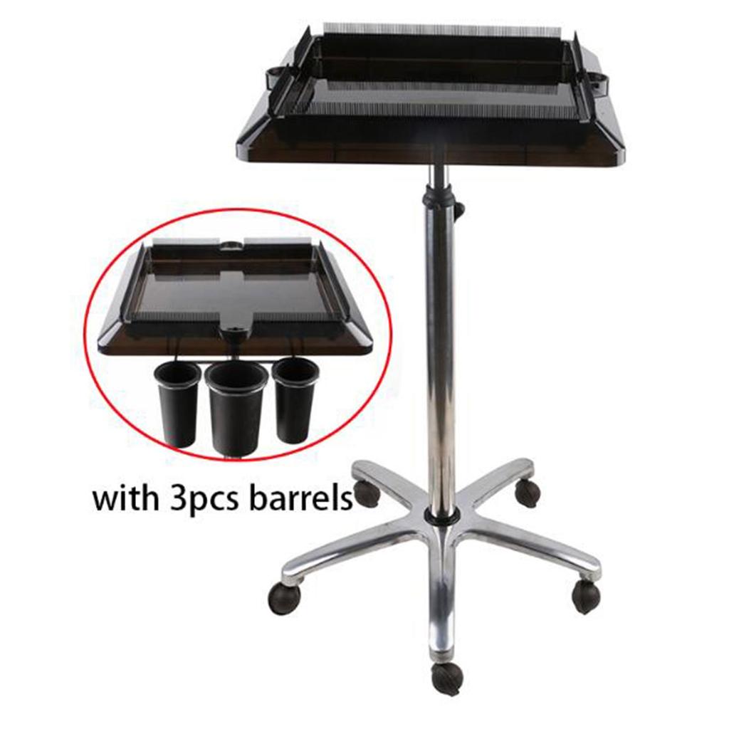 1 Piece Hair Salon Tray Cart Mobile Storage Trolley Adjustable Height Metal Removable Tool Holder