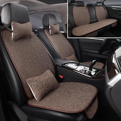 Universalus keturių sezonų kvėpuojantis lininis automobilinės sėdynės pagalvėlių rinkinys - 7 dalys, pilnas apgaubimas