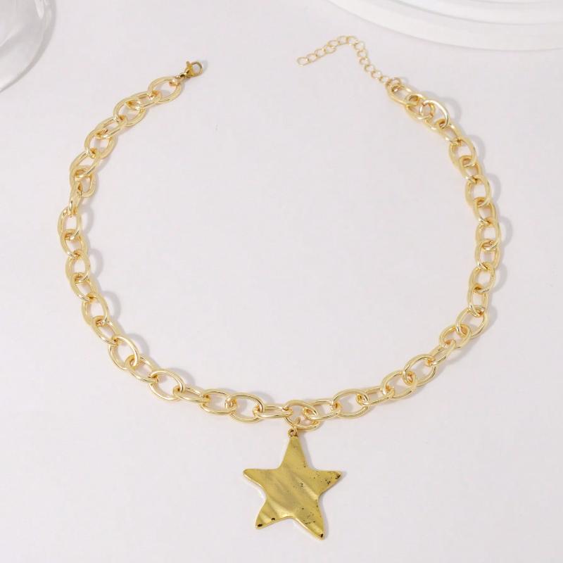 

1 шт. Летнее пляжное ожерелье с подвеской в виде морской звезды на толстой цепочке, Подходит для женщин на каждый день, для вечеринок, для путешествий one-size золотой