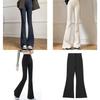 High Waist Flare Pants For Women With Polyester And Elastane For Casual Wear