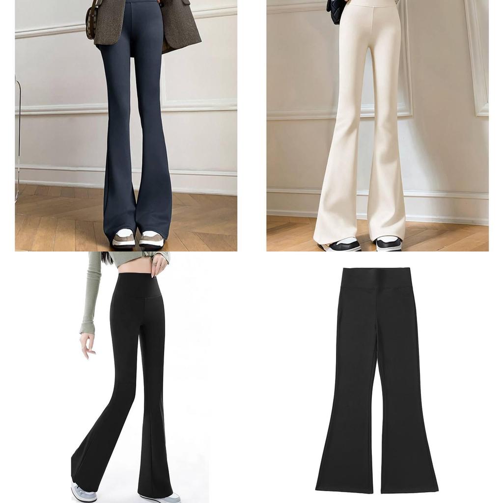 High Waist Flare Pants For Women With Polyester And Elastane For Casual Wear