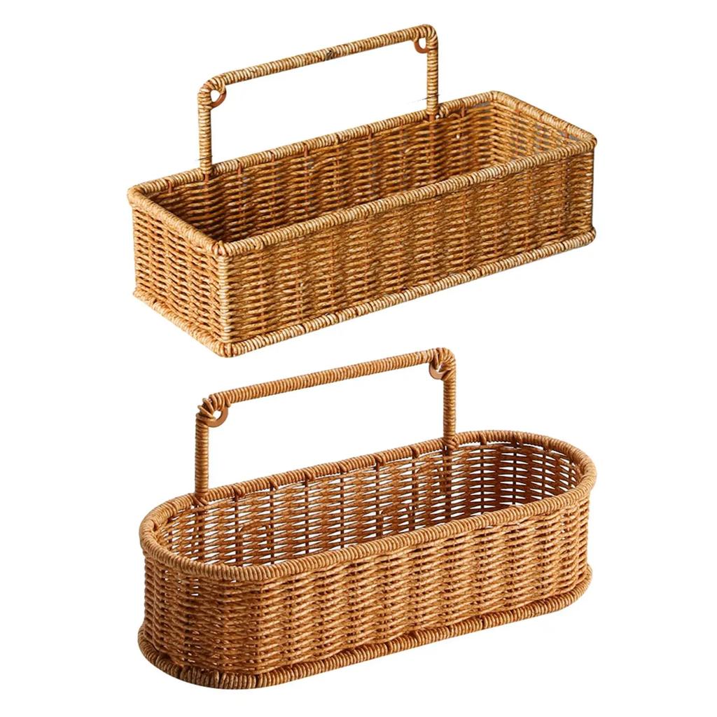 Weaving Wall Hanging Basket Decorative Basket Container No Perforating Fruit Sundries Organizer for Living Room