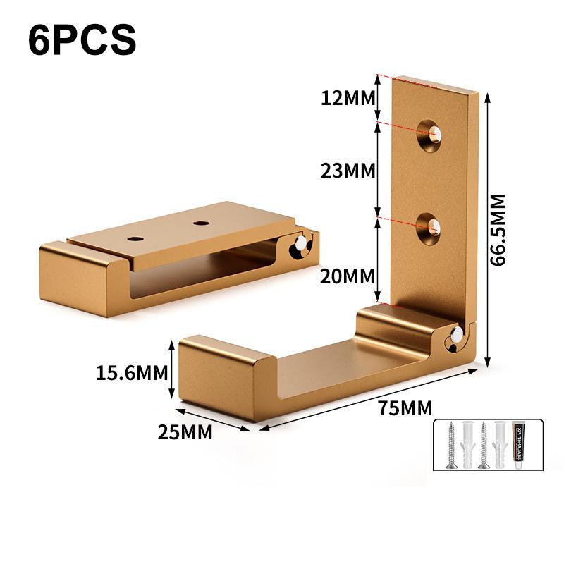 6 stuks Opvouwbare Haken Muur Deur Kledinghaken Aluminiumlegering Roestvrij Muurhanger Kleding Jas Handdoek Kapstokhaken
