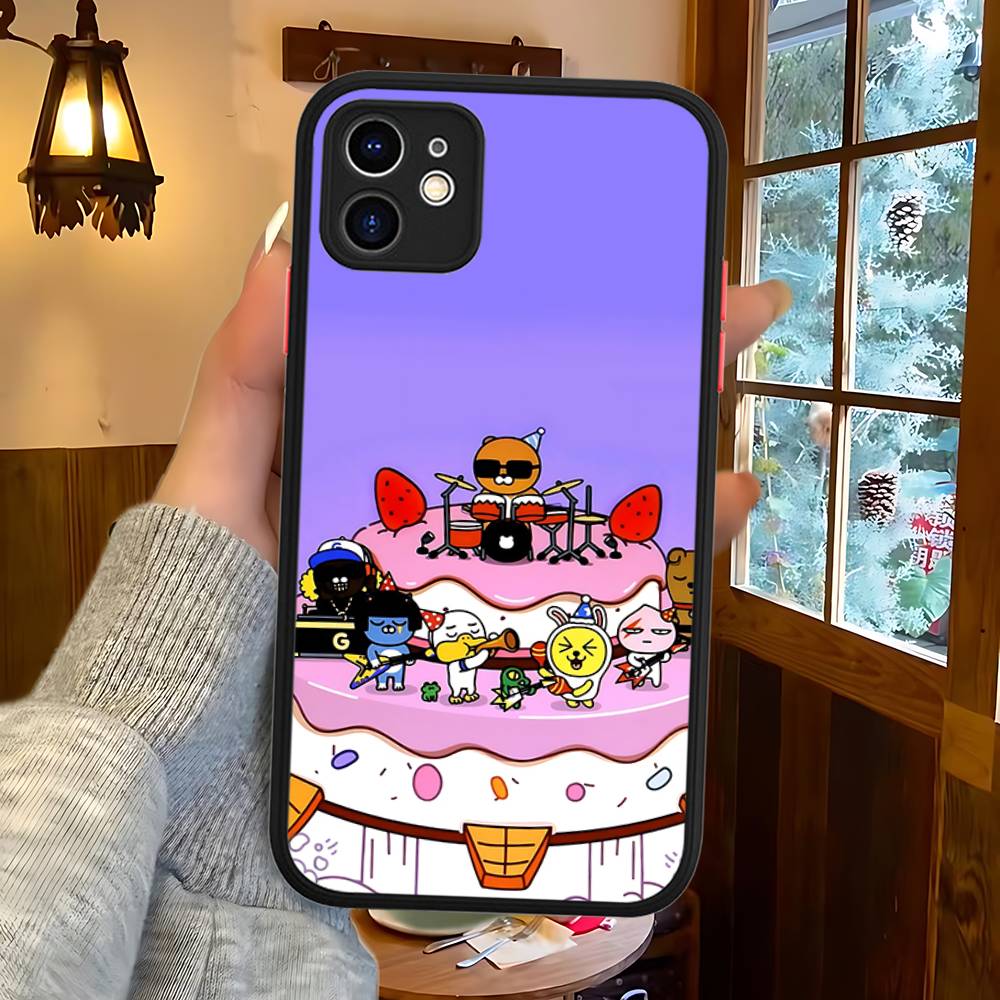Cartoon K-KAKAO CUTE F-FRIENDS For IPhone 11 12 13 14 15 16 Pro Max Plus X XS MAX Shockproof Matte Back Cover