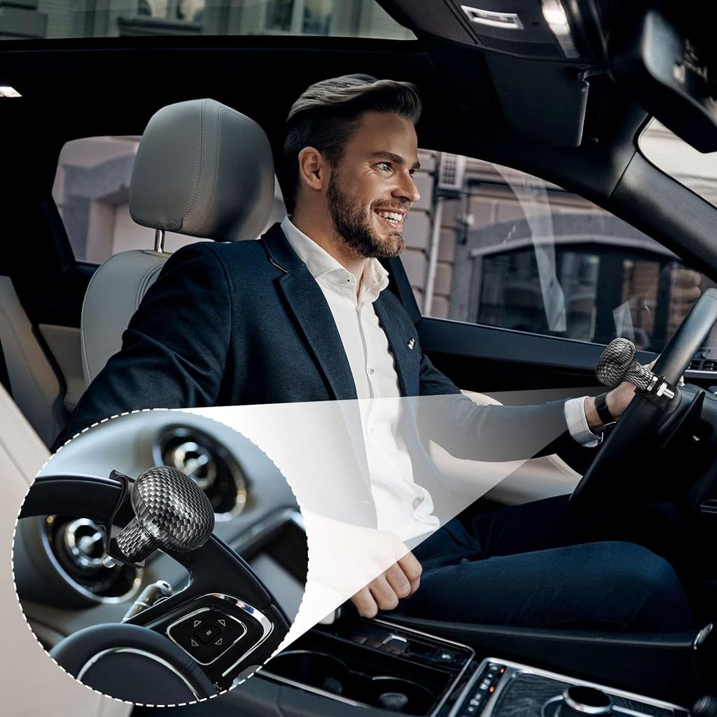 Tallew 2 Pieces Steering Wheel Spinner Knob Vehicle Steering Wheel Turn Ball Knob Suicide Power Handle Accessories For Cars, Trucks, Tractors, Boats,