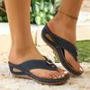 Fashion Metal Decor Wedge Flip Flops for Women Summer Fashion Clip Toe Platform Slippers Woman Lightweight Non Slip Beach Slides Sandals