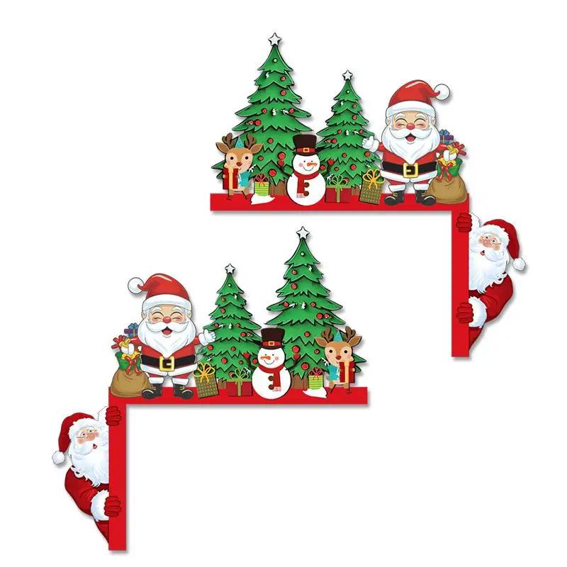 

Christmas Santa Claus Wooden Door Frame Decoration Merry Christmas Decor for Home 2025 Navidad Xmas Ornament New Year 2026