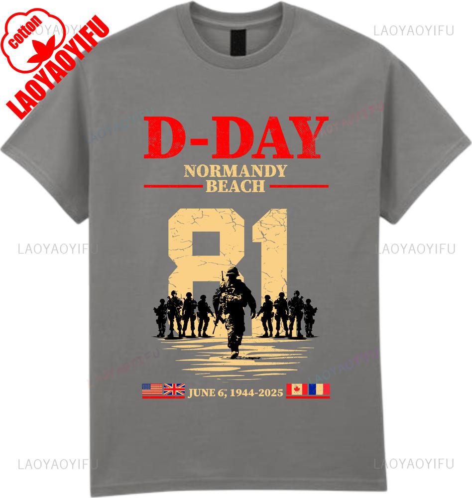 81st DDay Normandy Beach Anniversary TShirt June 6 19442025 Veteran Top Summer Women Man High Quality Cotton Printed Tshirt 4XL