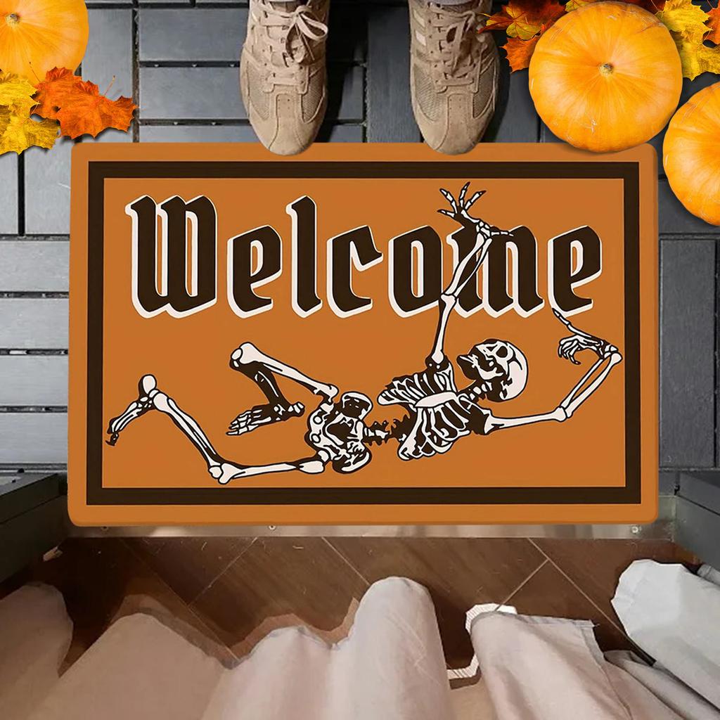Creative Pumpkin Quirky Floor Mat Family Holiday Atmosphere Dirt-resistant Doormat Cute Floor Mat