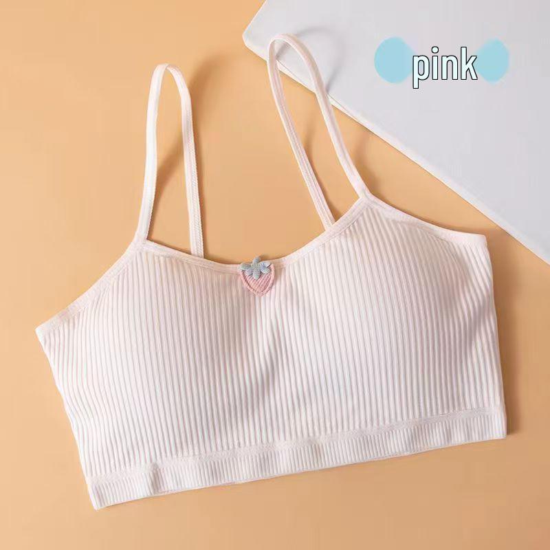 

Middle School Girls Underwear Camisole Vest Bra with Fixed Cup, Breathable Anti-Exposure, Ages 8-16 M (70-90 Jin) рожевий