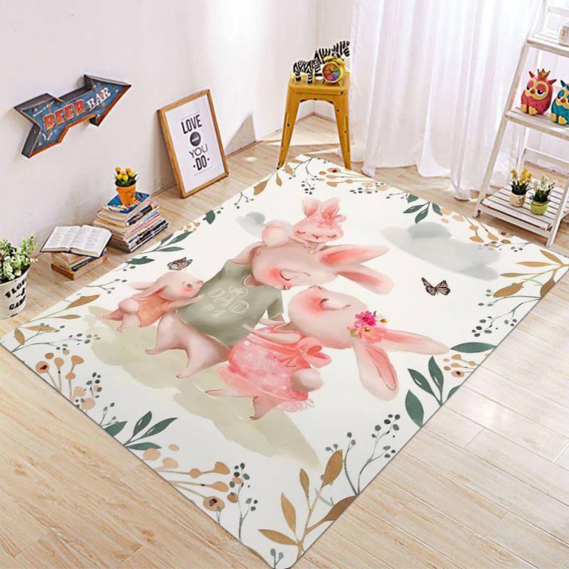 

Easter Bunny Print Area Rugs Anti Slip Machine Washable Carpet Bedroom Living Room Bathroom Dormitories Floor Mat 40 x60cm