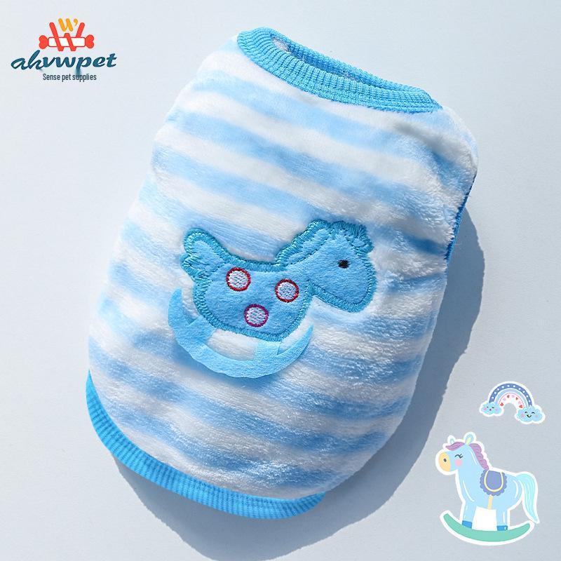 Cozy Cartoon Puppy Flannel Cat & Dog Vest - Warm Teacup Doggy Clothes for Small Pets