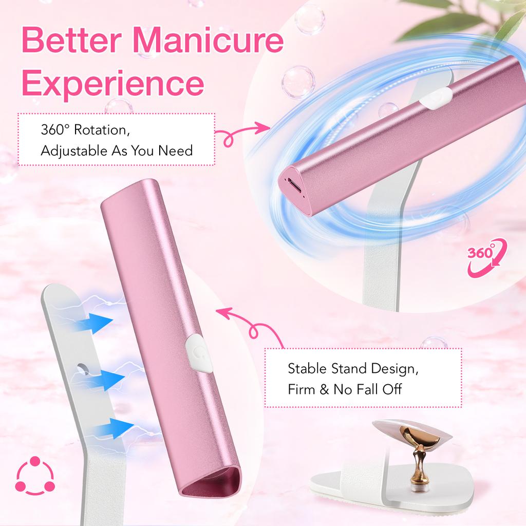 DianaBeauty UV Led Nail Dryer Portable UV Lamp for Nail Rechargeable Manicure Lamp with Aluminum Alloy Holder Nail Salon Tools