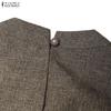 ZANZEA Vestido Casual de Manga Larga de Color Sólido con Cuello Alto para Mujer
