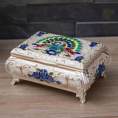 Klassische Schmuckschatulle Vintage-Stil Blume geschnitzt Aufbewahrungsbehälter für Schmuckstücke Kreative High-End Ring Halskette Kleine Aufbewahrungsboxen