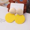 9Colors Double Round Wafer Drop Earrings for Women European American Colorful Geometry Metal Hyperbole Brincos Party Jewelry