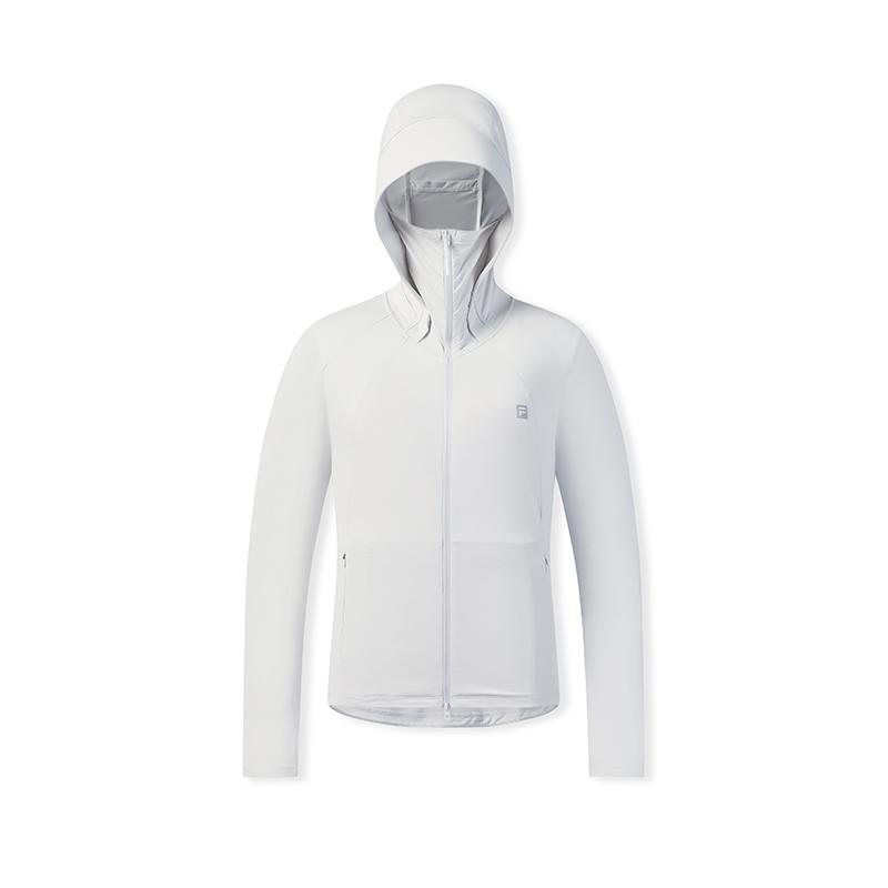 FILA Fitness Fashion Comfortable Simple Sports Training Slim Fit Hooded Knit Jacket Women jackets Light-Blue Gray A51W621501FGY
