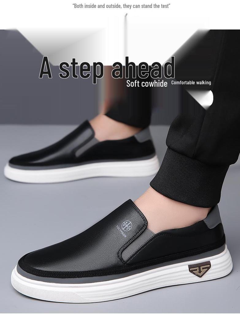 2025 Summer Slip-On Plus Size White Loafers: Non-Slip Soft Sole Casual Shoes for Middle-Aged Men