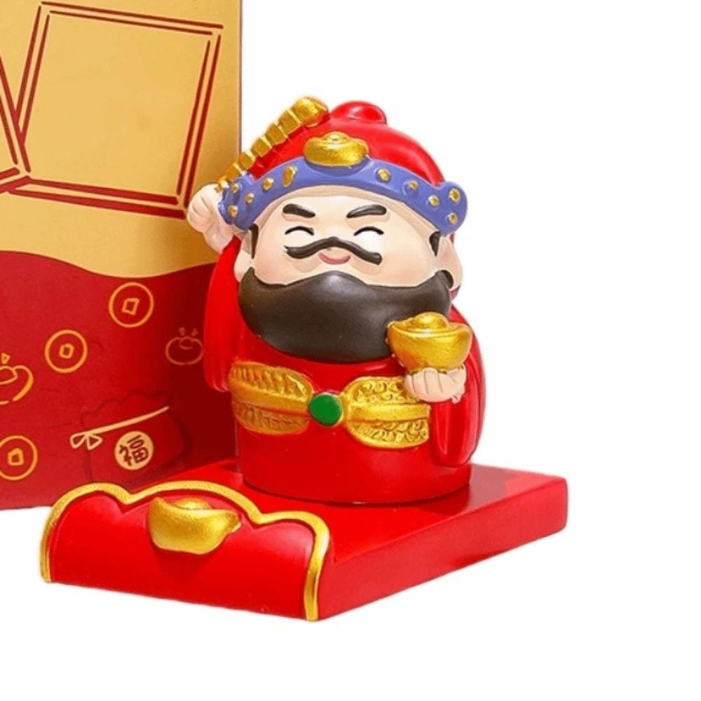 Festival Decorative Statue Chinese Wealth God Ornament Resin Mobile Phone Stand  New Year Gift