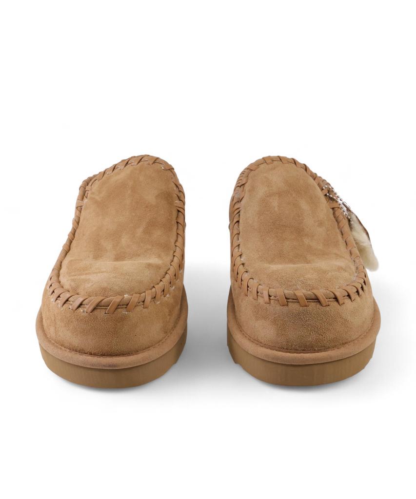Yase Leather Swing Natural Wool Clogs Chestnut