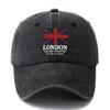 Unisex Fashion Versatile Printed LONDON Baseball Cap Classic Vintage Washed Outdoor Lightweight Curved Brim Hat Trucker Cap S