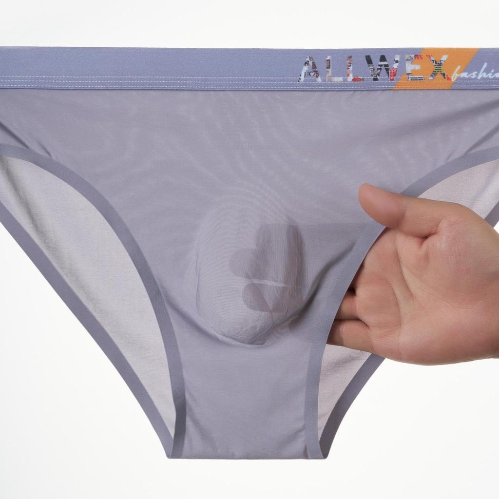 Męska Bielizna Oddychająca z Jedwabiu Lodowego z Kieszonką 3D, Niskim Stanem