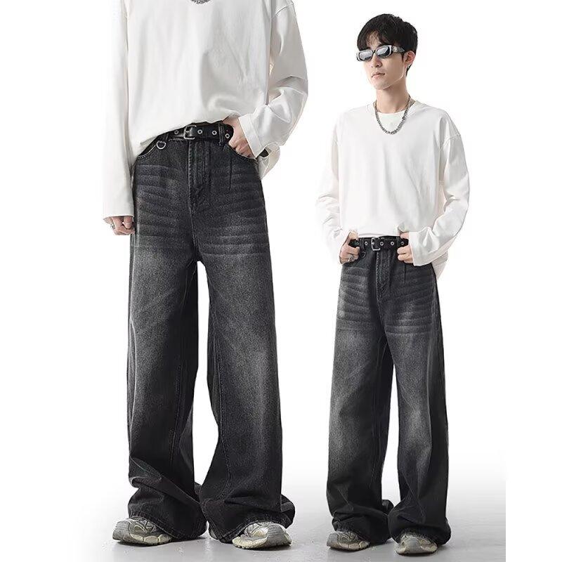 

Гонконгские модные мужские летние новые 2024 персонализированные джинсы с буквами в стиле хип-хоп, модные уличные модные красивые брюки Rascal 3XL чёрный