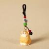 Beads Wooden Carved Cat Keychain Weave Rope Car Keyring Cute Wood Kitty Dolls Pendant  Gifts