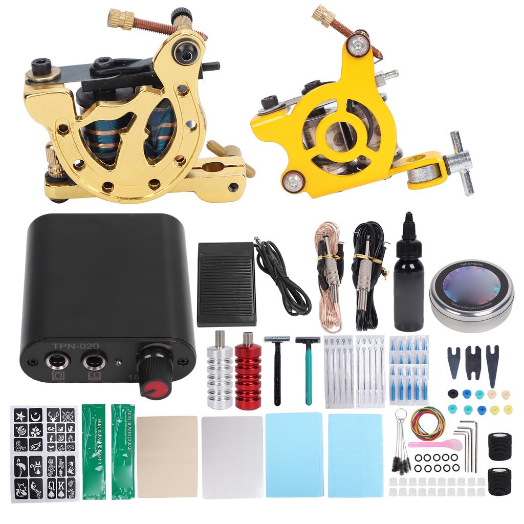 Coil Tattoo Machine Kit Clip Foot Pedal Tattoo Grip Needle Clip Cord Beginner Tattoo Tool Set