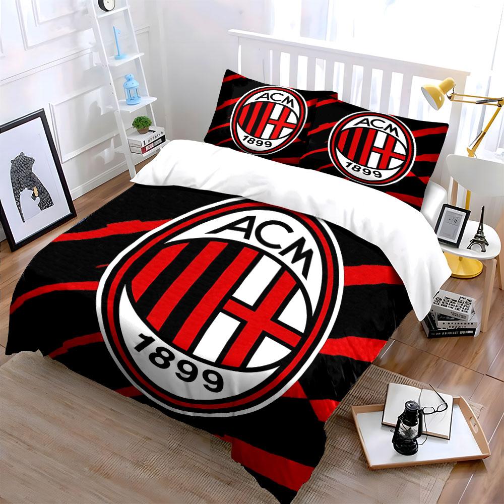 Set Biancheria da Letto Logo AC Milan Set Copripiumino Copripiumino Federe (1 * Copripiumino 2 * Federe, senza piumino)