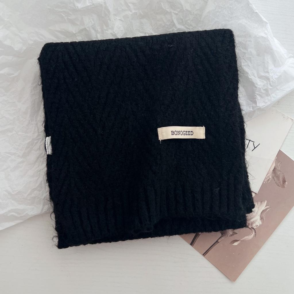 New Korea Styles Wool Knitted Small Scarf Women Winter Warm Scarves Simple Designer Thickened Shawl Soft Pashmina Neck