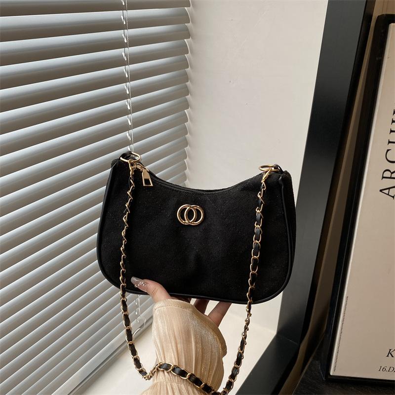 

New fashion simple fashion chain bag retro shoulder crossbody commuter versatile dumpling bag чёрный
