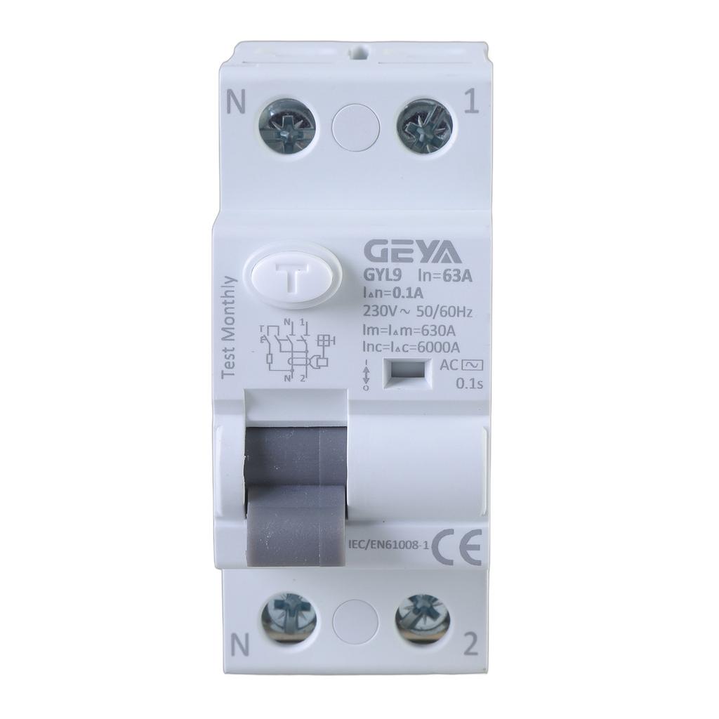 2P 63A Din Rail Earth Leakage Current Breaker Residual Current Circuit Breaker 30mA/100mA/300mA Residual Current Device