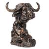 Animal Head Statue Resin Lion Figurine Rhinoceros Statue Retro Style Lion Buffalo Sculpture for Office Bedroom Living Room Decor