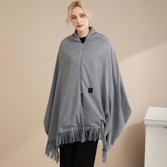 USB Heated Shawl Wrap for Women Portable Wearable Heating Blanket with Tassel Design Intelligent Temperature Control Heating Scarf