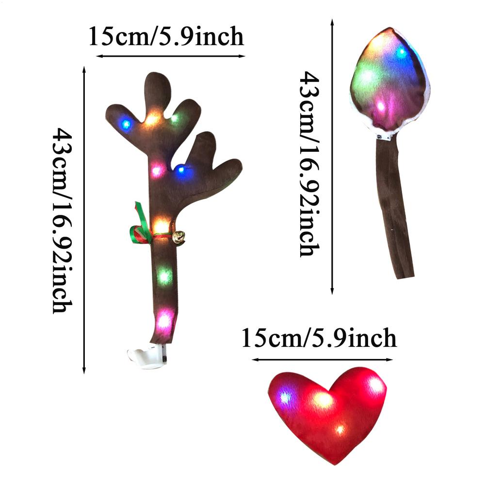 Car Reindeer Antler Set Christmas Decoration LED Luminous Antlers Ornaments LED Luminous Car Reindeer Antlers Christmas Decor