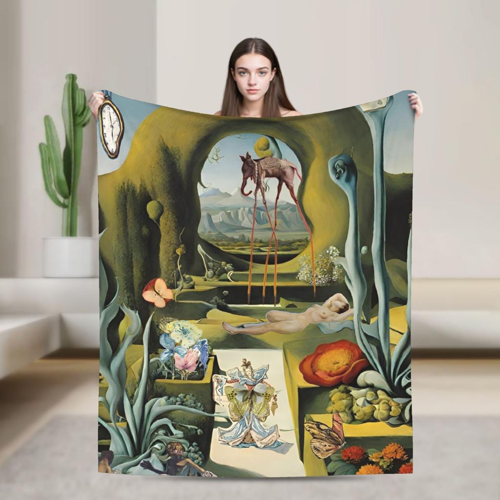 Salvador Dali Spanisches Öl Signiert Mode Decken Surrealistische Szene Fleece Überwurf Mode Decke Schlafzimmer Sofa Dekoration Dünne Tagesdecke Porta