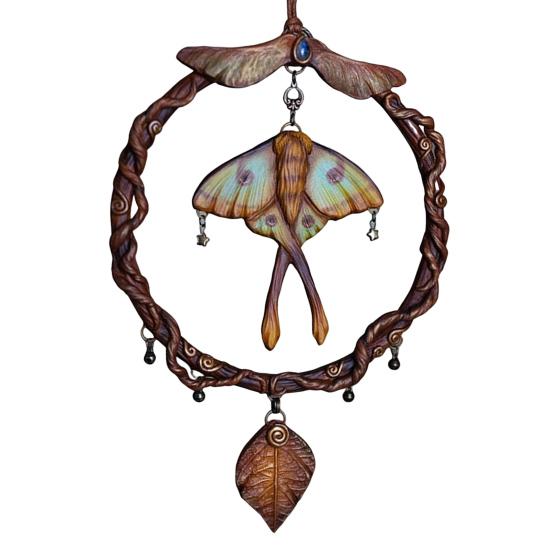 Handcrafted Moth Hanging Decoration Metal Elf Wall Hanging Sculpture Nature Inspired Artistic Pendant for Home Door Window Decor