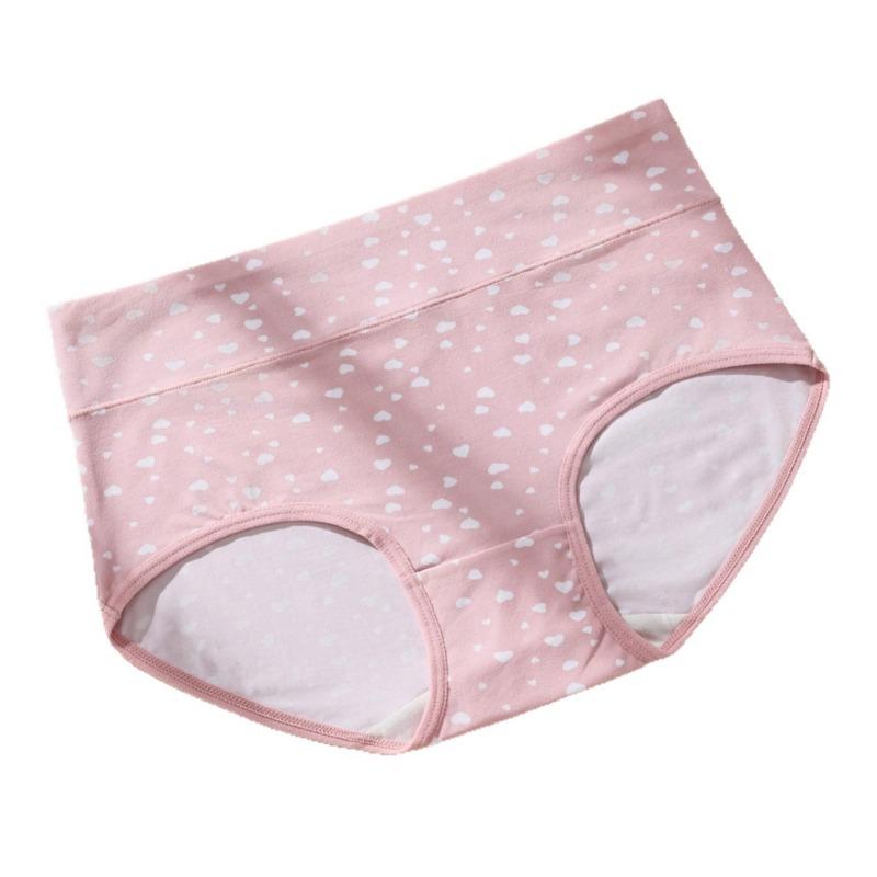 Women's Cotton Printed Breathable and Comfortable Briefs with No Marks Cute High Waisted Large Underwear