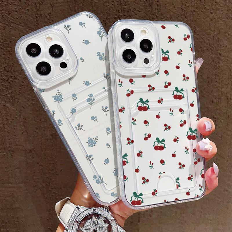 Kortholder Silikon Lommebok Lomme Etui For Samsung S23 S24 S25 Ultra Xiaomi Redmi Note 14 13 12 11 Pro Oppo A38 A58 A78 Deksel Gjennomsiktig Telefon Støtfanger