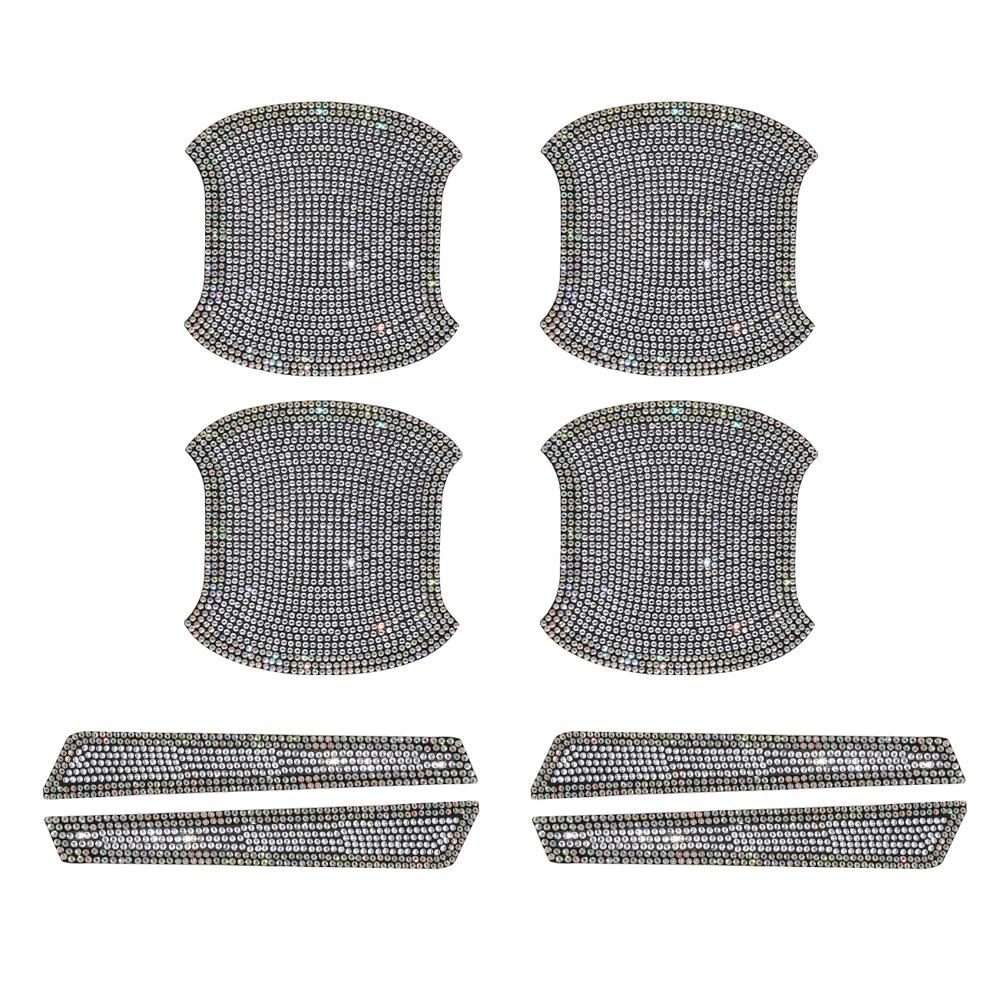 8 ks kamínkových křišťálových samolepek na dveřní misku do auta s nálepkou na kliku dveří, samolepky proti poškrábání, protikolizní proužek