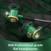 D08 Metal HiFi 3.5mm/Type-C In Ear Wired Earphone Flat Head Headsets With Mic Clear Sound Bass Headphones For Sports Music Gamer
