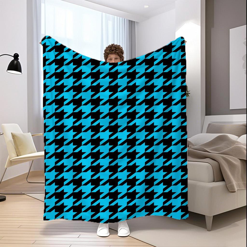 Houndstooth Patterned Blanket Microfiber Flannel Cover Blanket Bedroom Living Room Sofa Soft And Comfortable Home Decoration