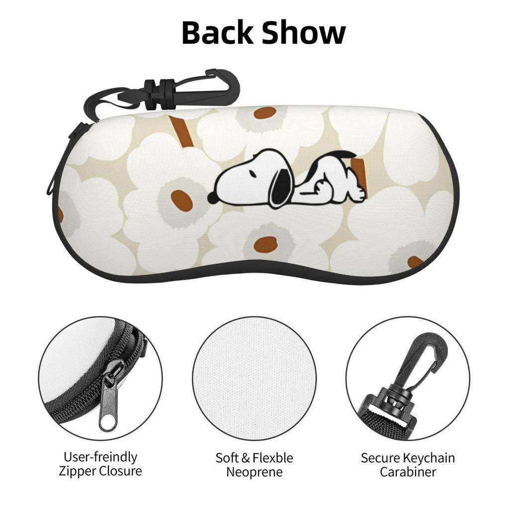 Asamike Eyeglass Snoopy Eyeglasses Cool Anime Sunglasses Unisex Storage Neoprene with Keychain Hook Bag, Pouch, Case, Zipper, Stylish,