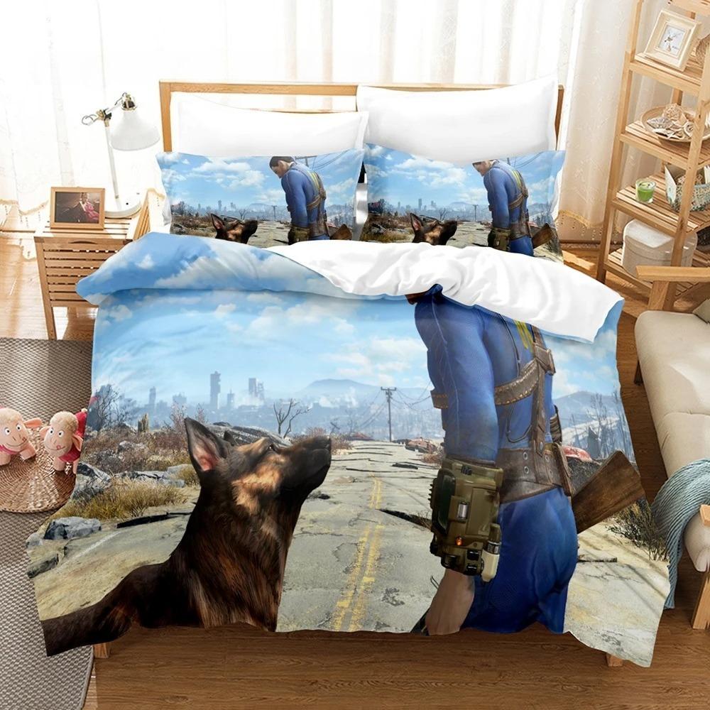 Fallout Vault 33 Bettwäsche-Set Einzelbett Twin Full Queen King Size Bettwäsche-Set Schlafzimmer für Jungen Erwachsene Bettbezug-Sets Anime Bettwäsche-Set Bett